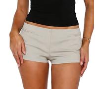 Nsdoiouw Women Y2K High Waist Booty Shorts Back Zipper Slim Fit Mini Bottoms Summer Going Out Clubwear Micro Hot Pants Streetwear
