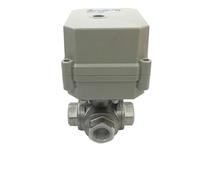 NSF 3 Way T/L Port Electric Valve Metal Gears 3/4'' DN20 Actuated Ball Valve DC12V DC24V 2/3/5 Wires(T Port Flow A,DC24V_CR202)