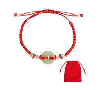 nsgglecher Vintage Jade Peace Clasp Beaded Red Rope Bracelet，Women Men Hand-Woven Lucky Chinese Knot Rope Couple Bracelets, Handmade Braided Adjustable The Best Feng Shui Bracelet, adjustable, Cotton