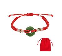 nsgglecher Vintage Jade Peace Clasp Beaded Red Rope Bracelet，Women Men Hand-woven Lucky Chinese Knot Rope Couple Bracelets, Handmade Braided Adjustable The Best Feng Shui Bracelet, adjustable, Cotton