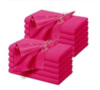 NSGZ Linen Dinner Napkins, 12Pack, 20x20 Inch, Hot Pink, Cotton-Linen Blend, Square, Solid, Hemmed Edge Design, Cloth Napkins for Dinner, Wedding, Restaurant
