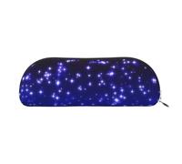 NSHSNKWB Bright Stars Semi-Circular Leather Pencil Case Makeup Bag Coin Purse, silver, One Size, Storage bag