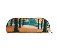 NSHSNKWB Hello Autumn Semi-Circular Leather Pencil Case Makeup Bag Coin Purse, silver, One Size, Storage bag