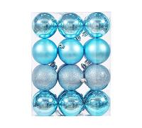 NSICBMNO 24Pcs Christmas Baubles Christmas Balls Ornaments For Tree Decorations Hanging Ornament For Wedding Birthday Party Home Decoration (01#Light Blue)