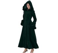 NSICBMNO Army Green Long Coat For Women Winter Jackets Faux Fur Coat Hooded Jacket Single Breasted Trench With Fur Hood Ankle Length A Line Jacket Vintage Coats Warm Jackets Plus Size