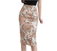 NSICBMNO Beige Pencil Skirt for Women UK Midi Skirt Knee Length Bodycon High Waist Ladies Short Summer Pencil Tube Straight Midi Casual Smart for Work Office Going Out