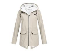 NSICBMNO Beige Waterproof Jackets Women Fleece Lined Rain Coat Waterproof Winter Jackets Parka Coat Sherpa Fleece Jacket Full Zip Hoodie Hooded Trench Rain Coat Raincoats For Workout Running Travel