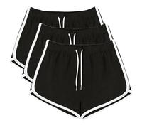 NSICBMNO Black 3Pcs Running Shorts Womens Striped Joggers Drawstring Sweatpants Elastic Waist Jogging Pants Wide Leg Joggers Sport Gym Biker Shorts Loose Lounge Pants Pj Bottoms Ladies Short M