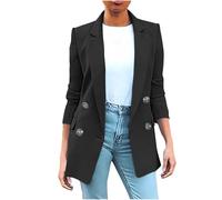 NSICBMNO Black Blazers For Women Uk Plus Size Casual Jacket Open Front Cardigan Long Sleeve Blazer Lapel Jacket Tailored Jackets Double Breasted Blazer Suit Oversized Jackets Loose Cardigans