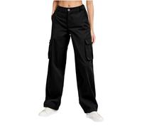NSICBMNO Black Cargo Pants Women Wide Leg Joggers Baggy Trousers High Waisted Yoga Pants Harem Loose Sweatpants with Pockets Casual Tracksuit Bottoms Activewear Joggers for Office Work Travel