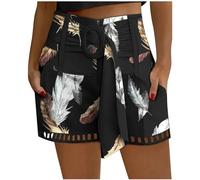 NSICBMNO Black Casual Shorts for Women UK High Waisted Shorts with Pockets Zip Up Straight Leg Business Summer Pants Culottes Bermuda Beach Plus Size