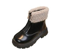 NSICBMNO Black Horse Riding Boots Kids Chunky Boot Fleece Winter Booties Dealer Boots Pu Leather Booties Cowgirl Goth Boot Girls Horse Riding Kids Walking Autumn Winter Shoes