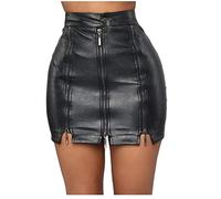 NSICBMNO Black Leather Skirts for Women - Mini, High Waisted, Pencil & Zip Up options - Sexy Y2K Faux Leather for Party & Club Wear
