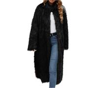 NSICBMNO Black Long Coat For Women Faux Fur Coat Full Length Cardigans Fleece Jacket Winter Open Front Cardigan Fluffy Coats Warm Jackets Overcoat Trench Parka Jacket Longline Cardigans