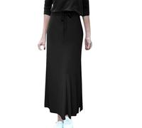 NSICBMNO Black Pleated Skirts for Women UK - Plus Size, Knitted, Maxi, Ribbed, Elasticated Waist, Drawstring, Long, A Line, Flared, Split, Winter Skirts