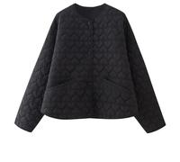NSICBMNO Black Quilted Jacket Womens Cropped Puffer Jacket Hooded Padded Jackets Ladies Short Winter Coats Full Zip Lightweight Puffer Jackets Cotton Cycling Sports Outerwear