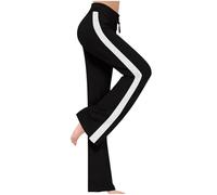 NSICBMNO Black Straight Leg Joggers Womens Flared Trousers Side Stripe Track Pants Ladies Tracksuit Bottoms Gym Trousers Lightweight Sweatpants Drawstring Yoga Pants for Gym Jogging Running Sports