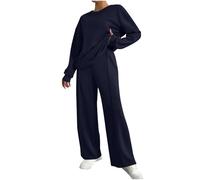 NSICBMNO Black Two Piece Outfit Women Tracksuit Full Set Oversized Sweatshirt Wide Leg Joggers With Pockets Lounge Sets Long Sleeve Tops Off Shoulder Jumpers Drawstring Sweatpants Y2K Streetwear