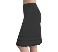 NSICBMNO Black Under Skirts For Women - Elegant, Knee Length, Modal, Half Slips, Lace Hem, Tiered, Elasticated Waist, Midi, Petticoats For Under Dress