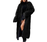 NSICBMNO Black Winter Coats For Women Uk Faux Fur Coat Full Length Coat Longline Cardigans Open Front Jacket Fluffy Coats Long Sleeve Cardigan Warm Trench Long Overcoat Warm Plush Jacket