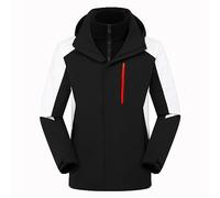 NSICBMNO Black Winter Coats For Women Uk Outdoor Waterproof Jacket Full Zip Sports Jacket With Zip Pocket Hooded Hiking Colour Block Windbreaker Girls Ski Plus Size