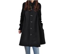 NSICBMNO Black Winter Coats For Women Uk Wool Trench Coat Plus Size Long Coats Turtle Neck Knitted Jumper Single Breasted Coat Long Cape Warm Jackets A Line Cardigan Overcoat Pea