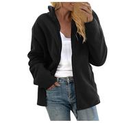 NSICBMNO Black Womens Fleece Jacket Plus Size Full Zip Hoodies With Pockets Ladies Winter Coats Teddy Fleece Jacket Long Sleeve Hoodies Fluffy Coat Open Front Cardigans Sport Jackets