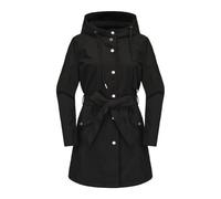 NSICBMNO Black Womens Waterproof Jackets Long Raincoat Lightweight Waterproof Jacket Single Breasted Trench Coat With Belt Hooded Rain Jacket Rainproof Poncho Rain Mac For Work Travel Streetwear