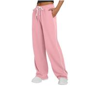 NSICBMNO Blue Baggy Trousers Women Wide Leg Joggers with Pockets Drawstring Sweatpants Side Stripe Joggers Elasticated Waist Trousers Parachute Pants Y2K Cargo Harem Pants Jogging Bottoms
