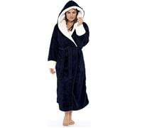NSICBMNO Blue Fluffy Dressing Gown Women Zip Dressing Gowns Oversized Blanket Hoodie Thick Long Bathrobes Sherpa Fleece Gown Warm Winter Housecoat Nightgowns Pyjamas Sleepwear With Pockets