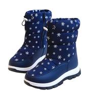 NSICBMNO Blue Kids Snow Boots Girls Fleece Lined Ankle Boots Mid Calf Combat Chunky Boot Pu Leather Booties Riding Boot Welly Kids Dealer
