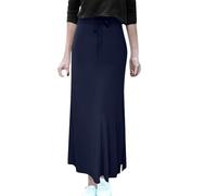 NSICBMNO Blue Pleated Skirts for Women UK - Plus Size, Knitted, Maxi, Ribbed, Elasticated Waist, Drawstring, Long, A Line, Flared, Split, Winter Skirts