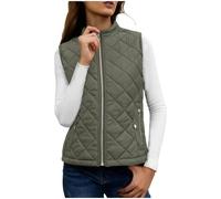 NSICBMNO Body Warmer For Women With Zip Pockets Ladies Quilted Gilet Stand Collar Waistcoat Zip Up Vest Lightweigt Down Jacket Padded Gilet Sleeveless Jacket Slim Fit Vest Winter Waistcoat Outwear