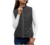 NSICBMNO Body Warmer For Women With Zip Pockets Ladies Quilted Gilet Stand Collar Waistcoat Zip Up Vest Lightweigt Down Jacket Padded Gilet Sleeveless Jacket Slim Fit Vest Winter Waistcoat Outwear