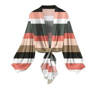 NSICBMNO Bolero Shrug Lightweight Summer Cardigan Long Sleeve Shrugs Kimono Beach Cover Up Chiffon Cardigan Tie Dye Tops Loose Capes Tie Front Bolero UK Size