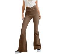 NSICBMNO Bootcut Jeans for Women UK Y2K High Waisted Trousers Denim Pants Ladies Flared Jeans Stretchy Jeggings Slim Fit Irregular Waist Trousers Palazzo Wide Leg Casual