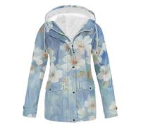 NSICBMNO Breathable Womens Walking Waterproof Jacket Lightweight, Waterproof Jackets Women Plus Size - Winter Coats Ladies Floral Jackets Sherpa Fleece Lined Hoodie Long Hoodie Windbproof Jacket
