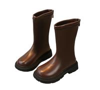 NSICBMNO Brown Girls Platform Boots Cowgirl Boot With Back Zip Horse Riding Boots Kids Mid Calf Cowgirl Goth Boot Welly Autumn Winter Shoes