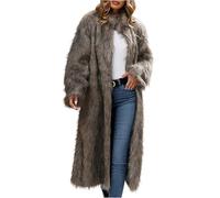 NSICBMNO Brown Long Coat For Women Faux Fur Coat Full Length Cardigans Fleece Jacket Winter Open Front Cardigan Fluffy Coats Warm Jackets Overcoat Trench Parka Jacket Longline Cardigans