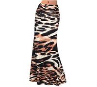 NSICBMNO Brown Maxi Skirts for Women UK Boho Skirts Long Pencil Skirt Pleated High Waisted Ladies Summer Fishtail Mermaid Skirt Bodycon Flared for Holiday Beach