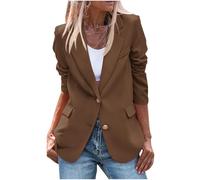 NSICBMNO Brown Womens Blazer Jacket Smart Casual Jackets Ruched Sleeve Blazer Lapel Jacket Casual Coats Single Breasted Open Formal Coats Tailored Jackets Business Work Suits
