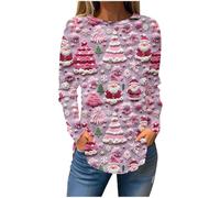 NSICBMNO Christmas Blouse Ladies Tunic Tops Size 14 Christmas Tops for Women UK Red Scrub Top Women Pink Scrub for UK Denim Shirt Off The Shoulder