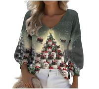 NSICBMNO Christmas Jumpers for Women Funny Xmas Jumper Baggy Jumper Long Sleeve Sweatshirt Tops Round Neck Jumpers Xmas Winter Funny Christmas Thermal Pullover Blouse