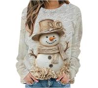 NSICBMNO Christmas Jumpers For Women Uk - Novelty, Oversized, Christmas Tree Jumpers, Snowflake Snowman Santa Cruz Sweatshirt, Long Sleeve Crew Neck Jumper, Ugly Xmas Jumper, Funny Sweaters