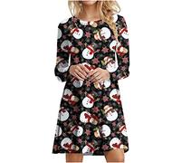 NSICBMNO Christmas Nightdresses for Women UK Long Sleeve Nighties Warm Nightwear Christmas Pyjamas Ladies Xmas Nighties Soft Lounge Wear Home Dress Tunic Mini Dress Winter Night Dress Nightshirt