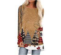 NSICBMNO Christmas Red Womens Hoodie Sweatshirt Knitted Jumpers for Women Black Military Jumper Brown Jumpers for Women UK Round Neck Beavers Jumper Soft Womens Sweatshirts with N