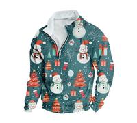 NSICBMNO Christmas Sweatshirt Men Novelty Snowman Christmas Jumper 1/4 Zip Jumper Oversized Fleece Lined Sweatshirt Thermal Jumpers Long Sleeve Tops Plus Size