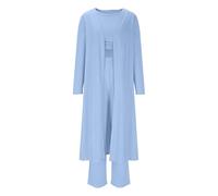 NSICBMNO Co Ord Sets For Women Three Piece Outfit Ribbed Lounge Set Open Front Long Cardigan Knitted Crop Tops Tank Tops Y2K Straight Leg Joggers Travel Outfit Airport Set Casual Tracksuits