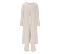 NSICBMNO Co Ord Sets For Women Three Piece Outfit Ribbed Lounge Set Open Front Long Cardigan Knitted Crop Tops Tank Tops Y2K Straight Leg Joggers Travel Outfit Airport Set Casual Tracksuits