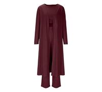 NSICBMNO Co Ord Sets For Women Three Piece Outfit Ribbed Lounge Set Open Front Long Cardigan Knitted Crop Tops Tank Tops Y2K Straight Leg Joggers Travel Outfit Airport Set Casual Tracksuits